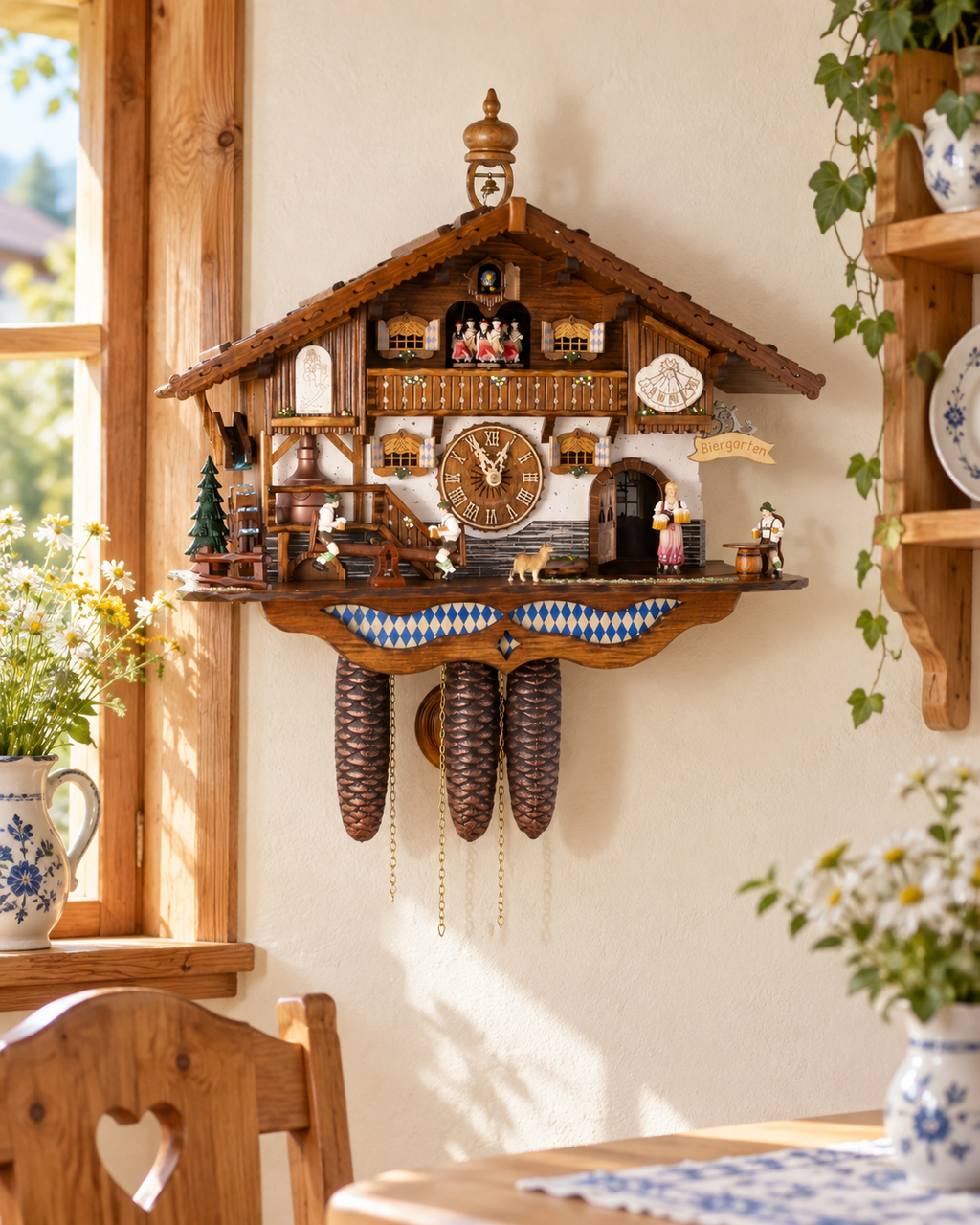 Kuckucksuhr Wirtshaus Bayern von Anton Schneider im hellen Wohnraum